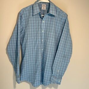 Brooks Brothers Men’s 1818 Regent 15-4/5 Non Iron Light Blue Plaid Dress Shirt